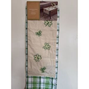 Cupcakes & Cashmere Set Of 2 Table Runners 14x48 And 16x90 Green Plaid&Shamrocks